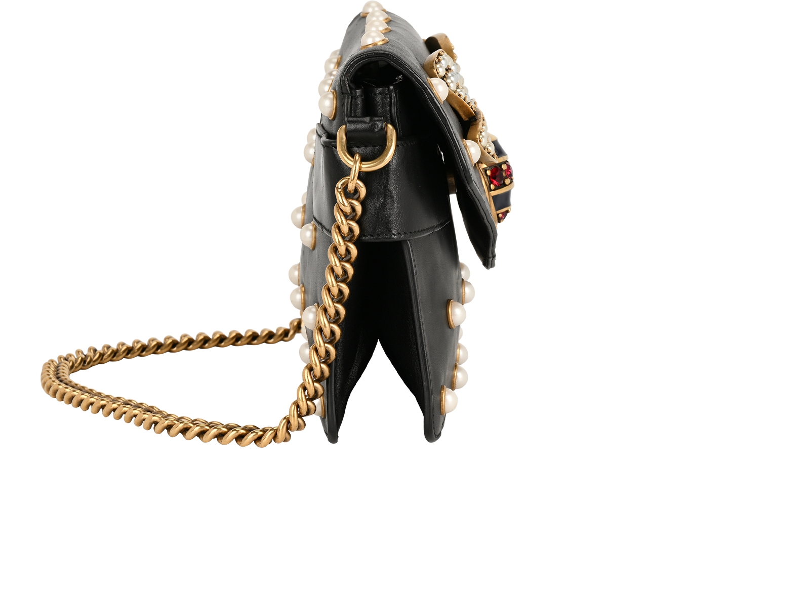 Mini Queen Margaret Broadway, &pound;795, Handbags, Black, Leather, Side view